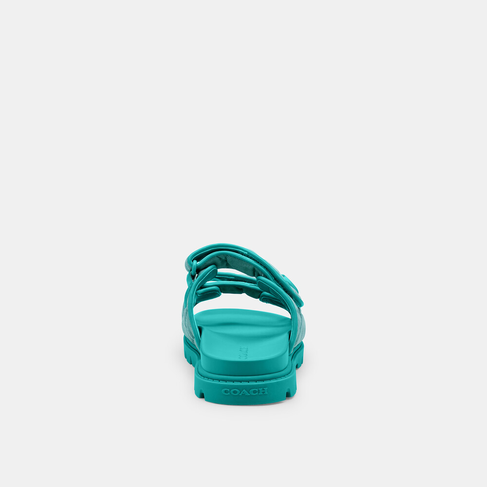 Coach Sculpted C Double Band Sandal With Quilting - Green