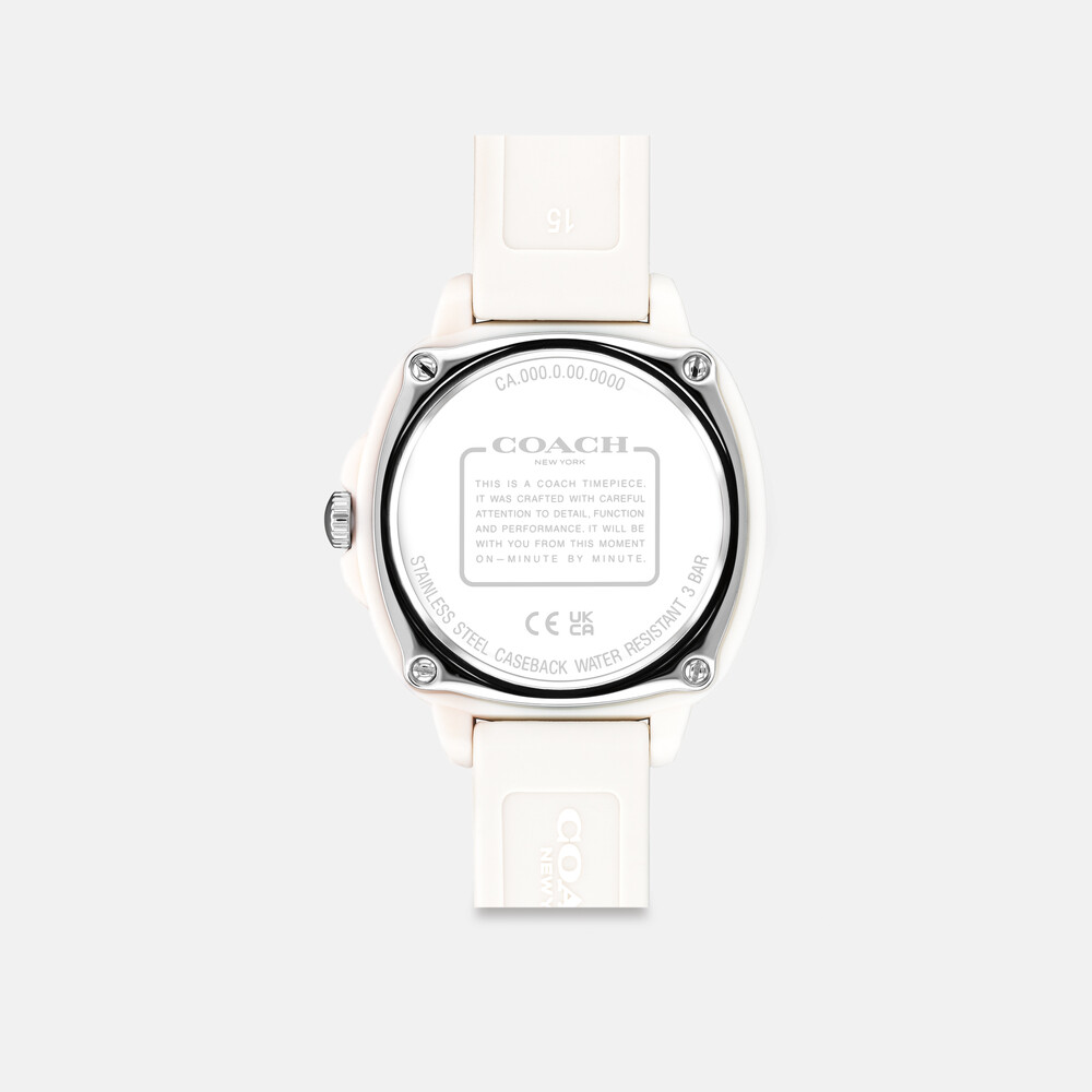 Coach Coach Kitt Chalk Resin Analog Watch With White Dial, 35.4mm - WHITE