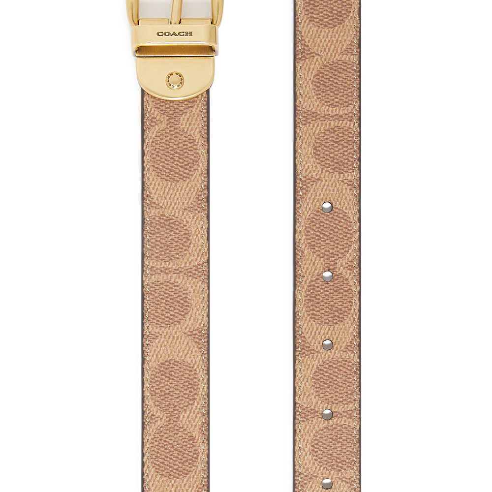 Coach Harness Buckle Reversible Belt, 25mm - Brown/White
