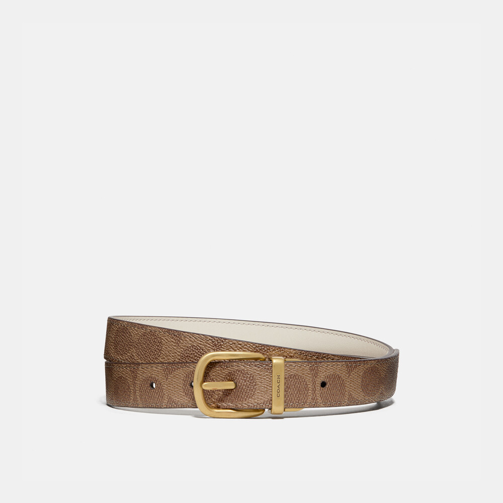 Coach Harness Buckle Reversible Belt, 25mm - Brown/White