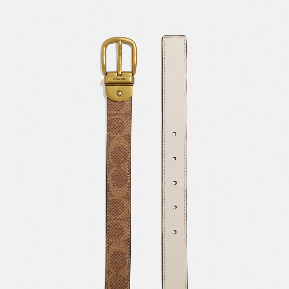 Coach Harness Buckle Reversible Belt, 25mm - Brown/White