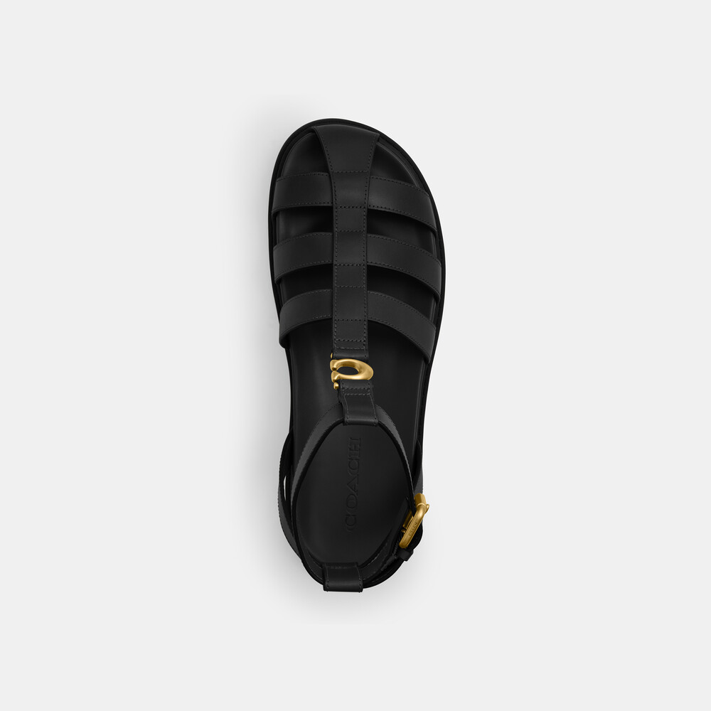 Coach Sculpted C Fisherman Sandal - Black