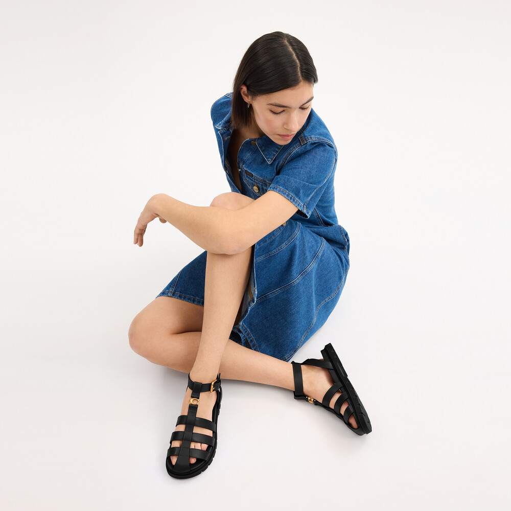 Coach Sculpted C Fisherman Sandal - Black