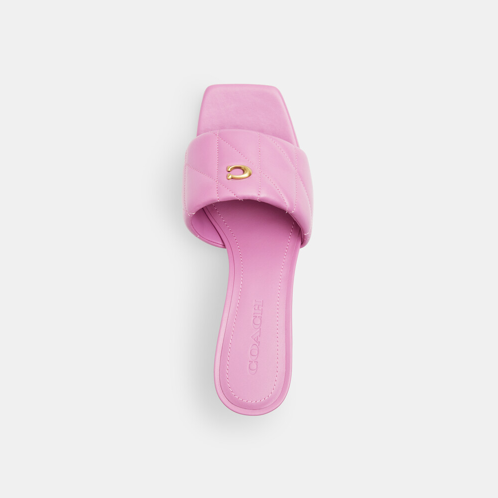Coach Holly Block Heel Sandal With Quilting - Pink