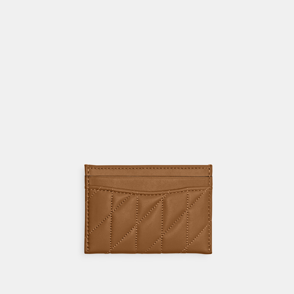 Coach Essential Card Case With Pillow Quilting - MEDIUM BROWN