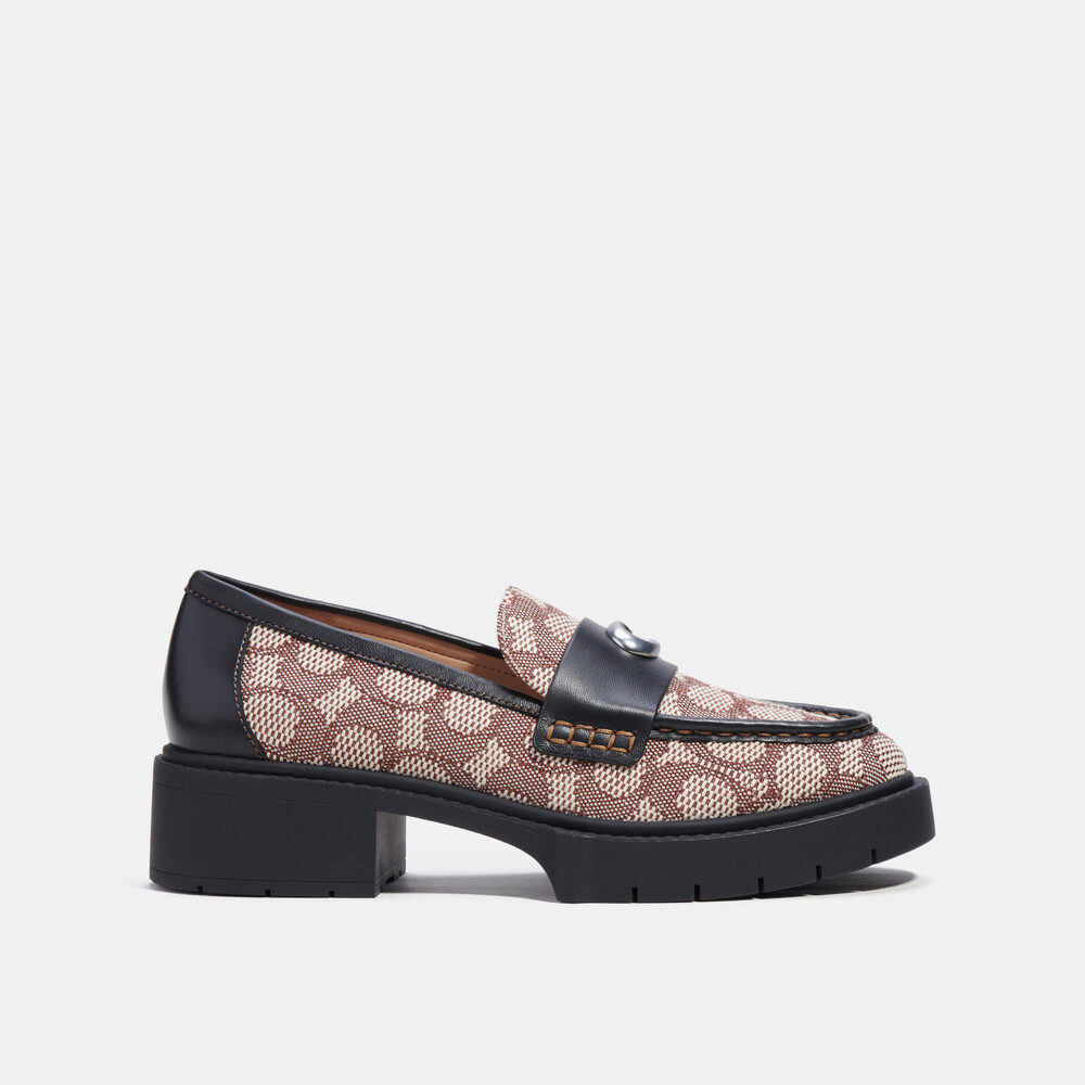 Coach Leah Loafer In Signature Jacquard - Brown