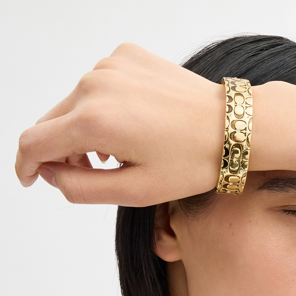 Coach Quilted Signature Hinged Bangle - Gold