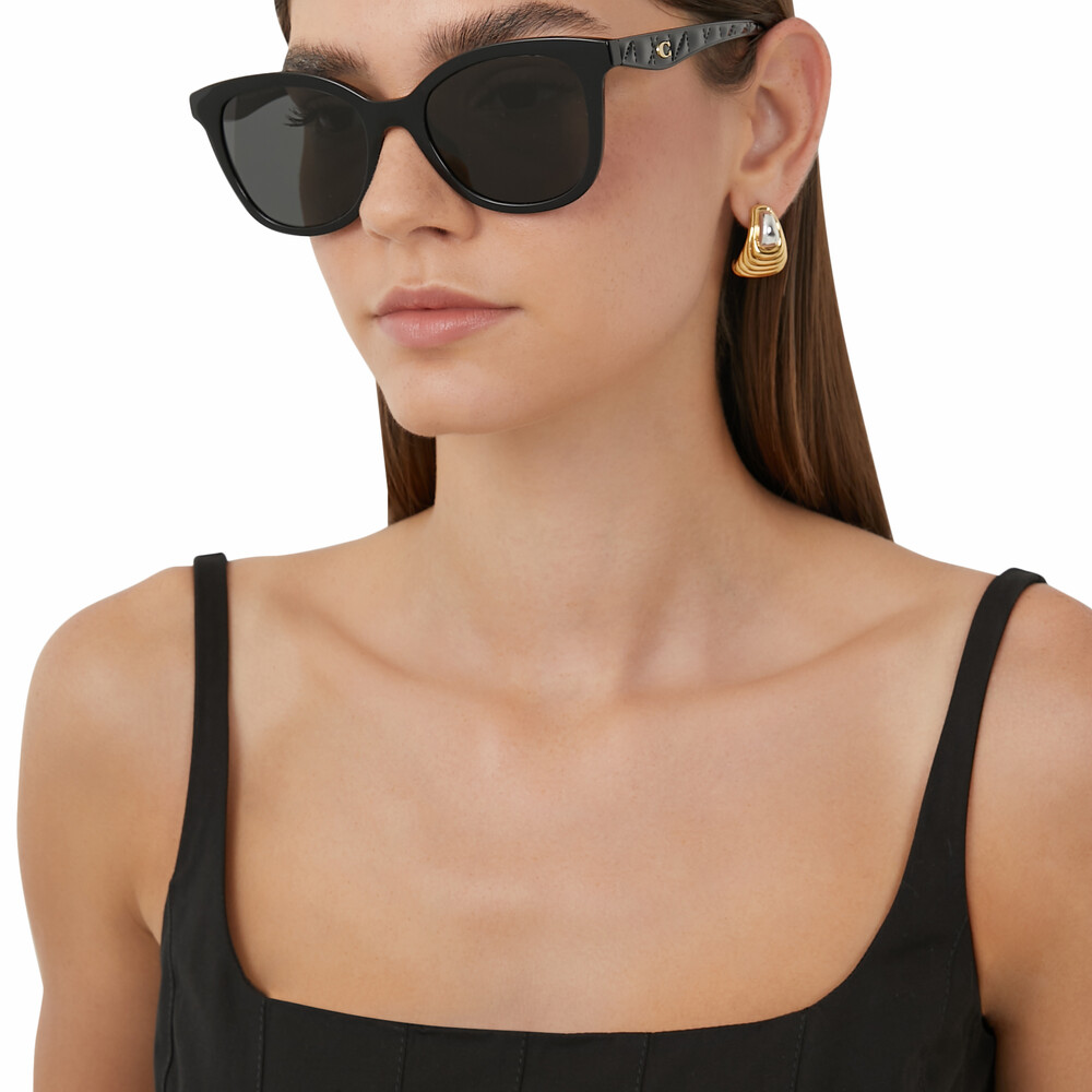 Coach Quilted Tabby Round Sunglasses - Black