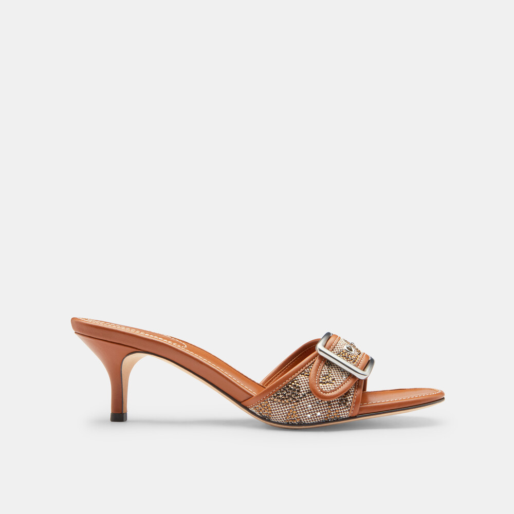 Coach Margot Sandal In Crystal Signature Jacquard - Brown