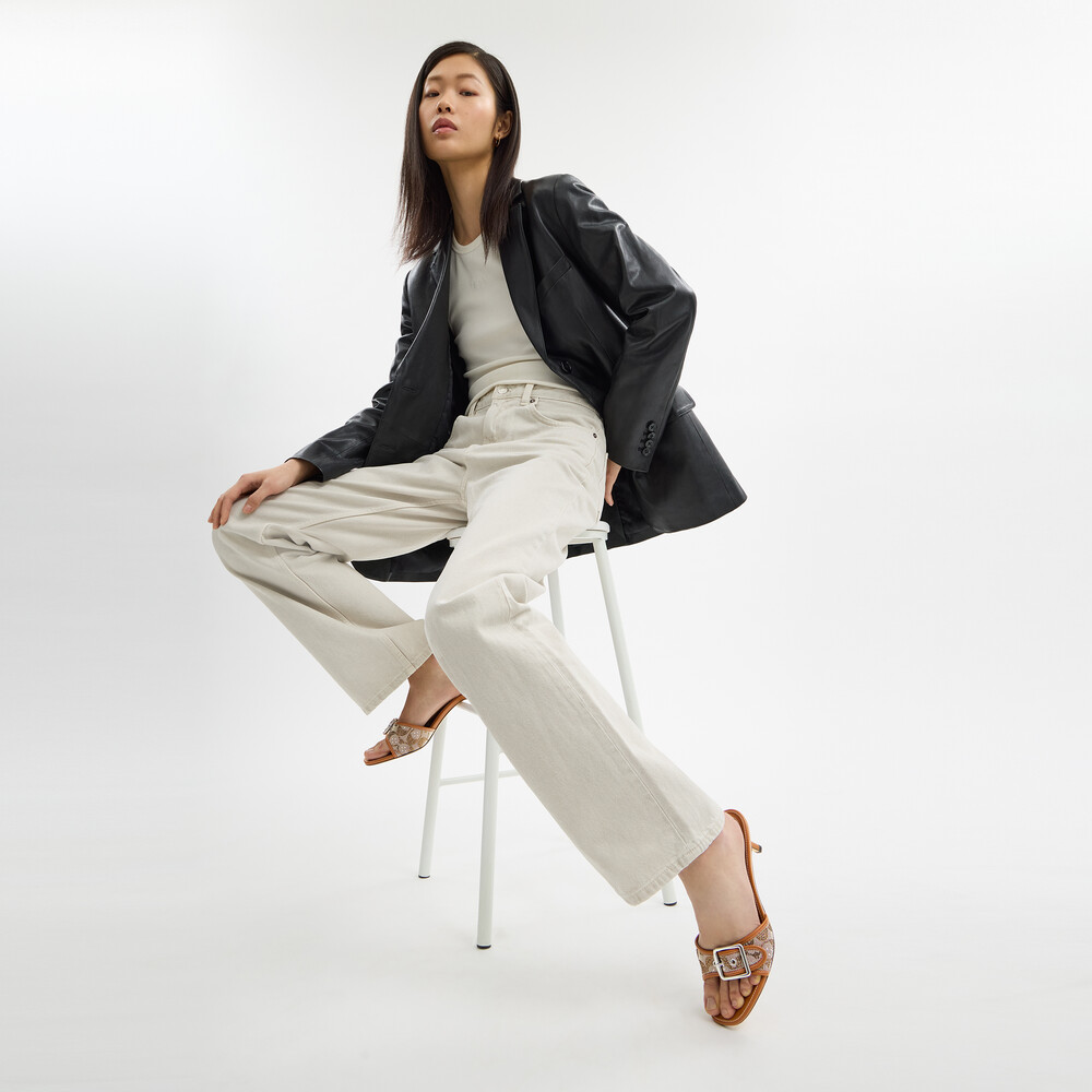 Coach Margot Sandal In Crystal Signature Jacquard - Brown
