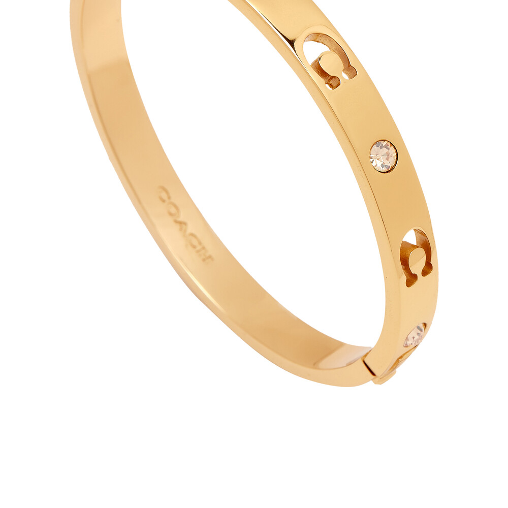 Coach Signature Stone Boxed Bangle - Gold