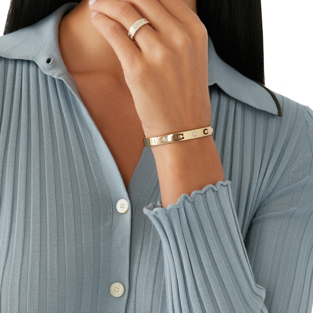 Coach Signature Stone Boxed Bangle - Gold
