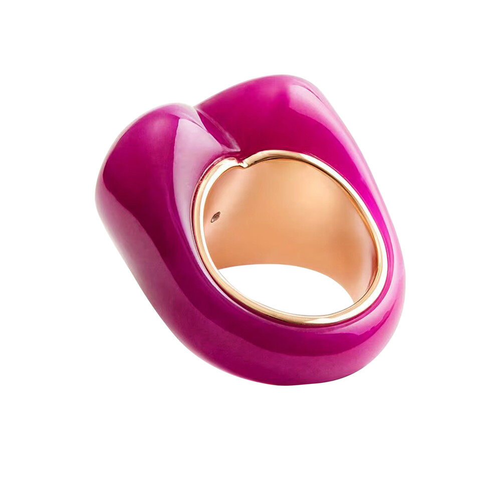 Coach Vintage Charms Signature Heart Cocktail Ring, Brass & Resin, Glass Crystal - Pink