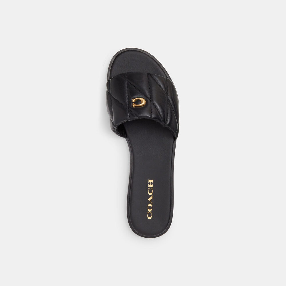 Coach Holly Sandal With Quilting - Black