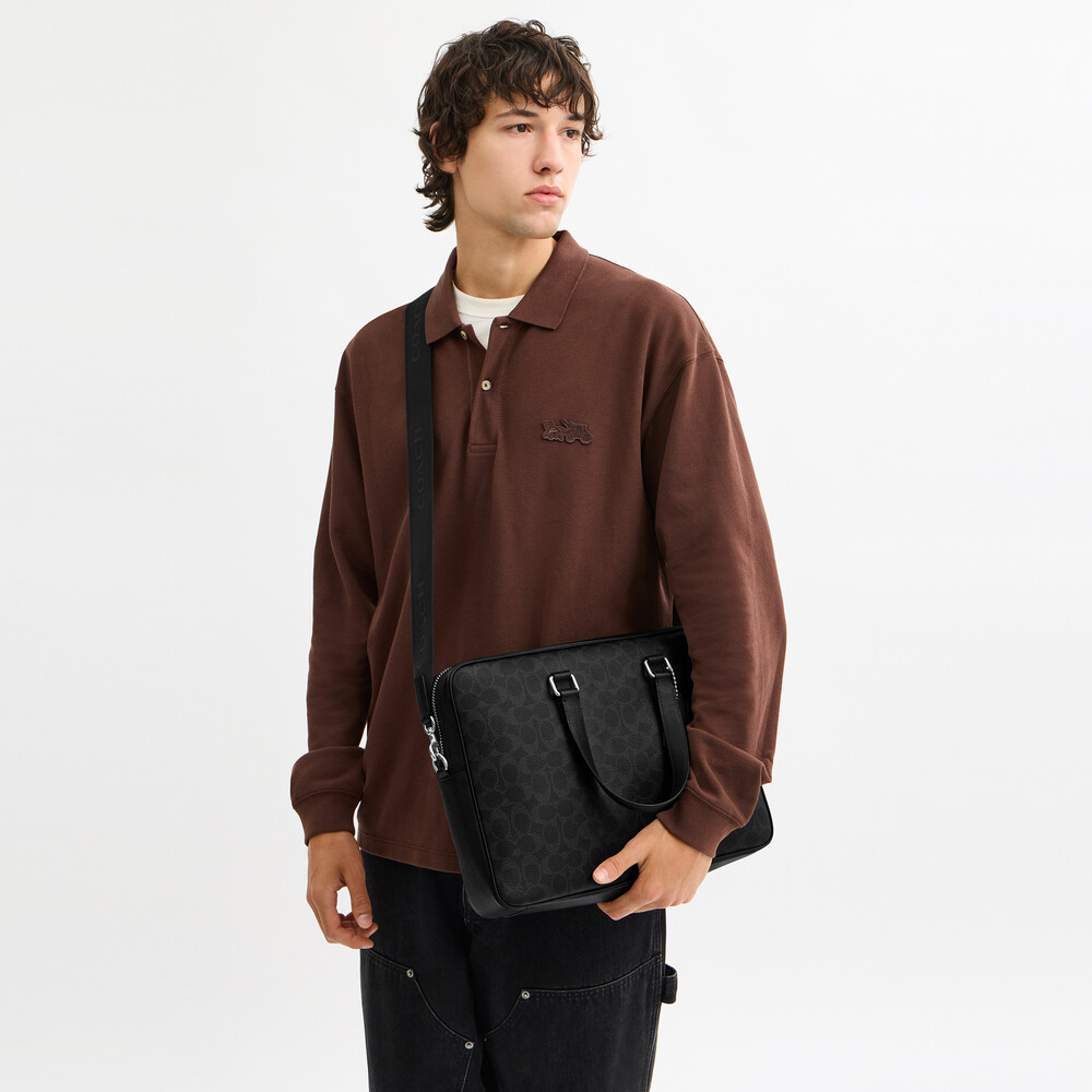 Coach Caden Brief Bag In Signature Canvas - Black