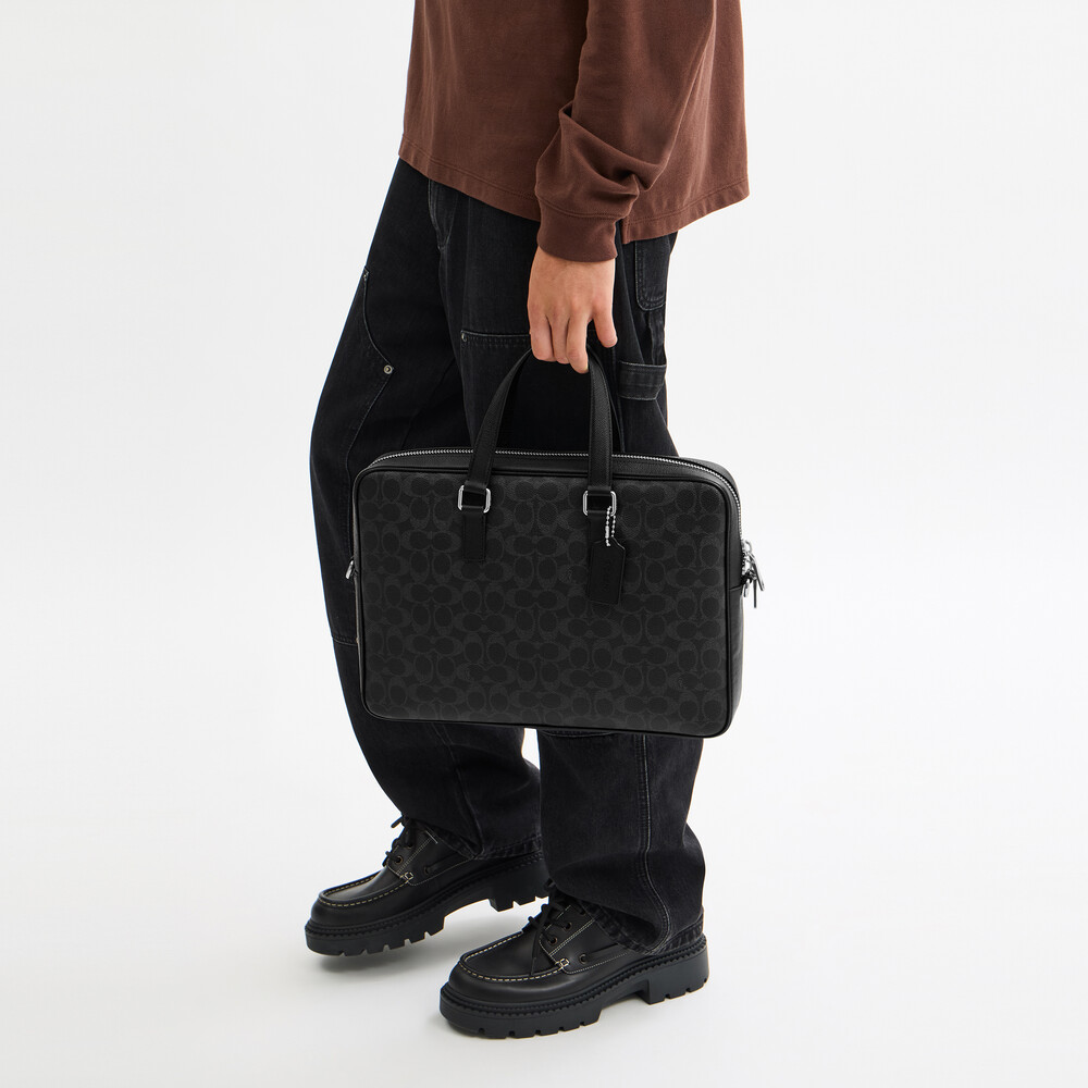 Coach Caden Brief Bag In Signature Canvas - Black