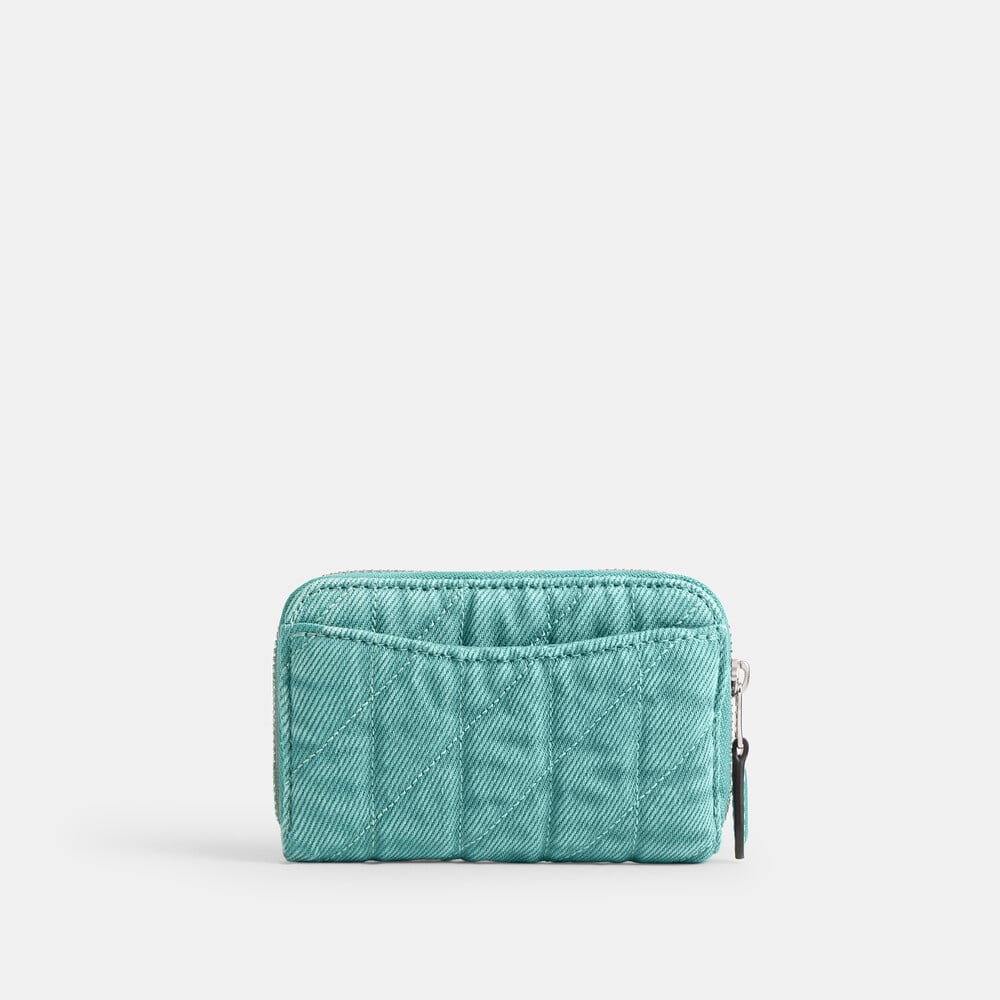 Coach Essential Small Zip Around Card Case With Quilting - Green