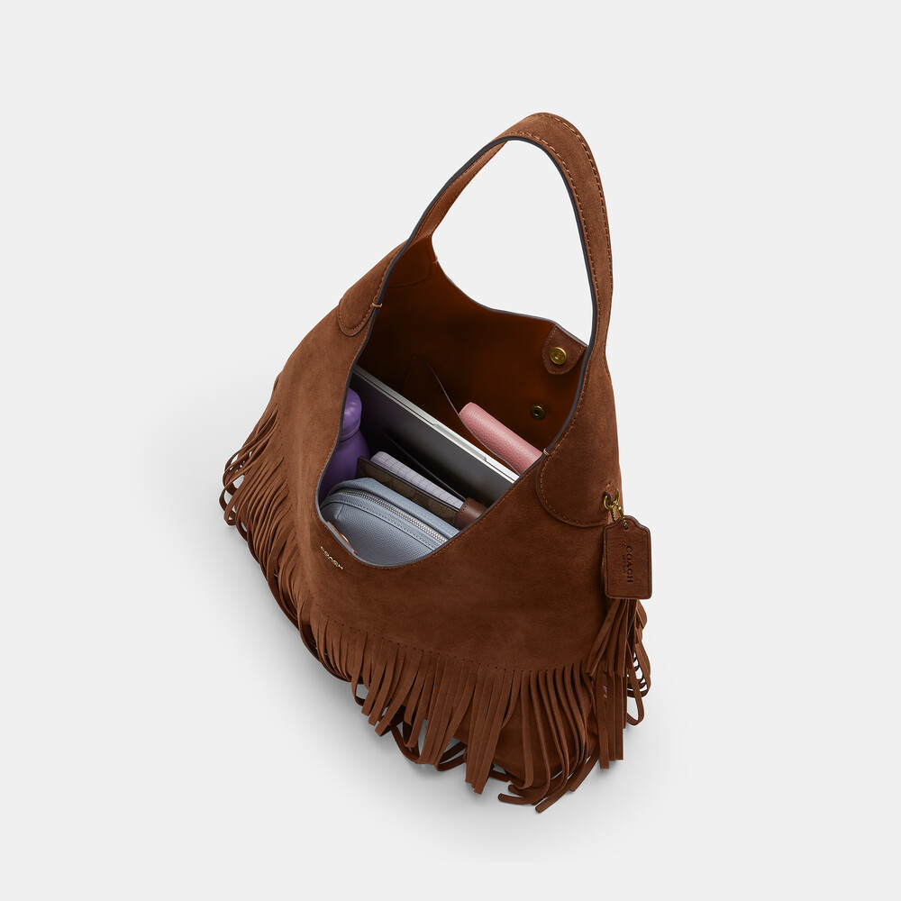 Coach Brooklyn Shoulder Bag 39 With Fringe - Brown