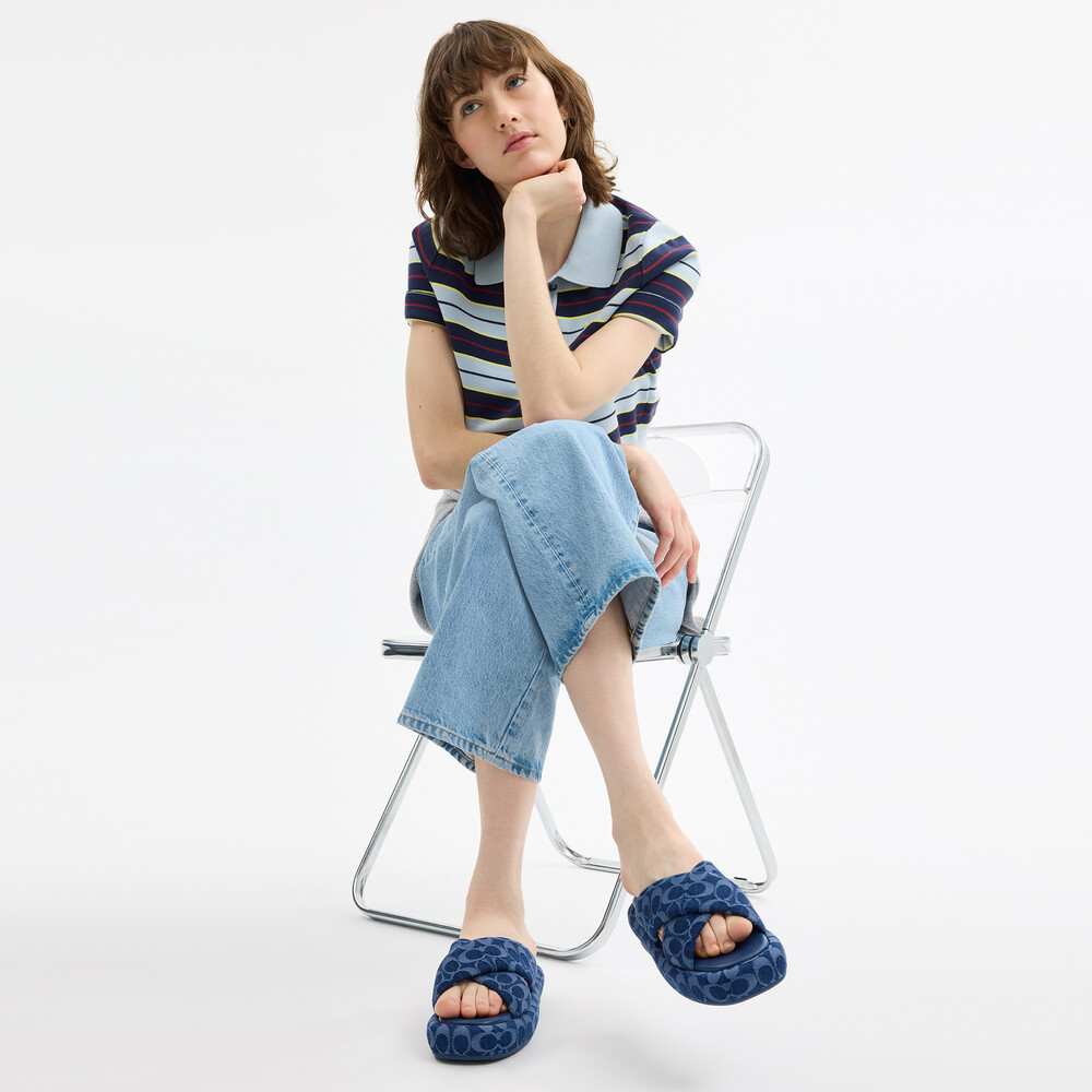 Coach Penelope Signature C Sandal - Dark Blue