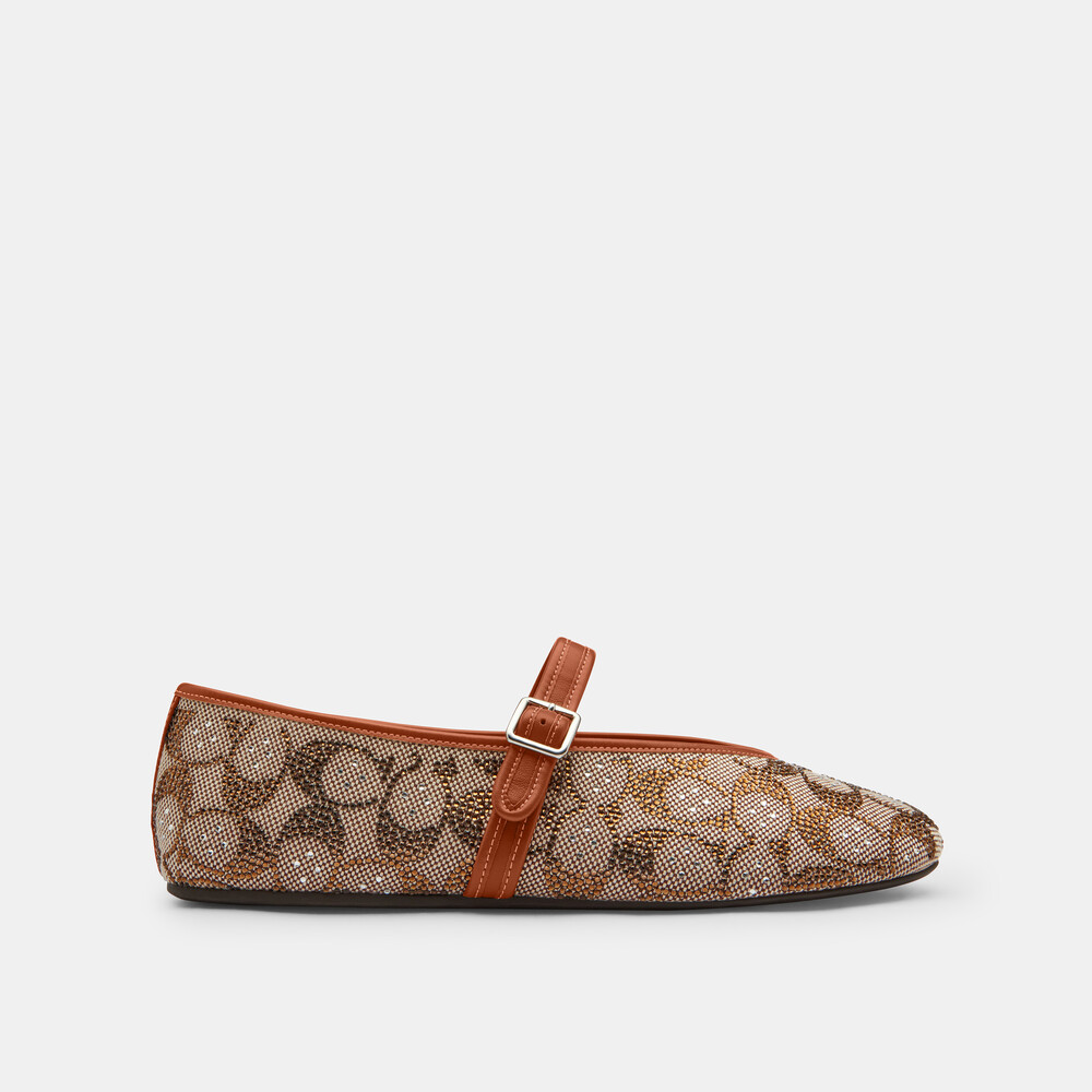 Coach Mary Jane In Crystal Signature Jacquard - Brown