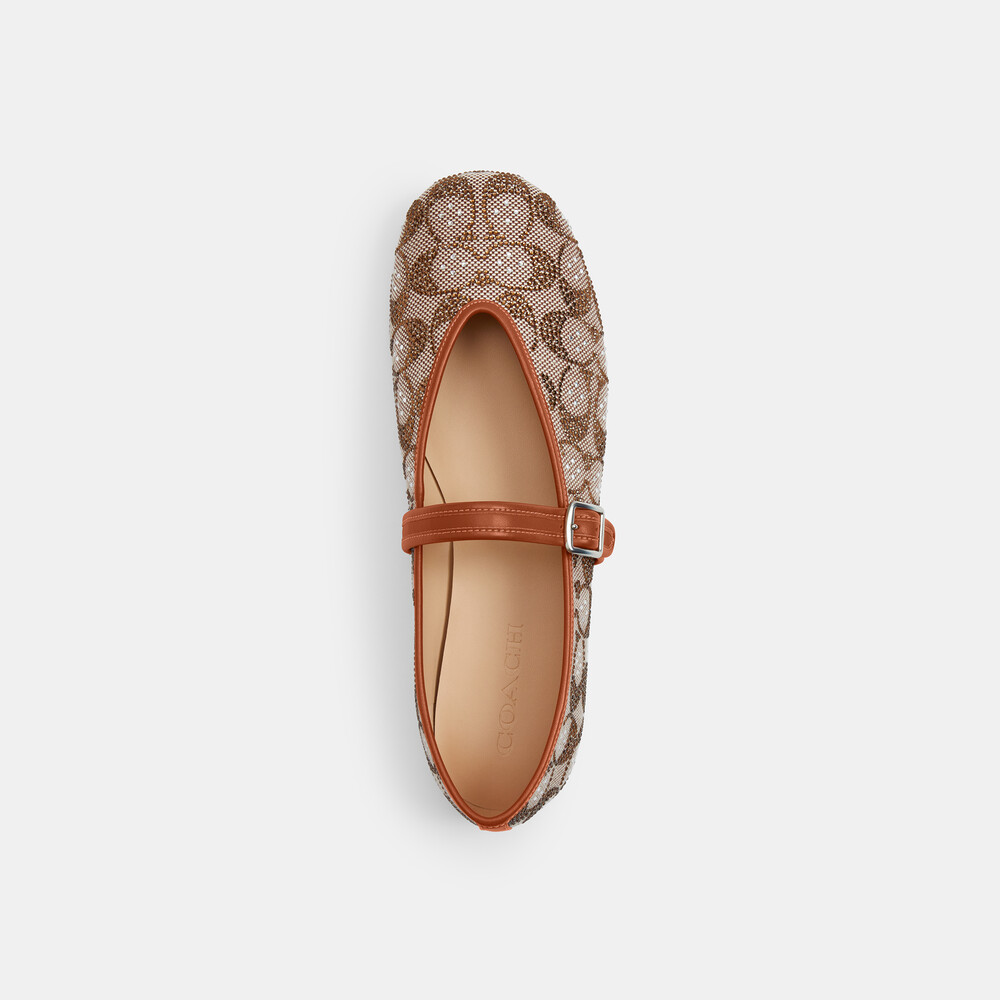 Coach Mary Jane In Crystal Signature Jacquard - Brown