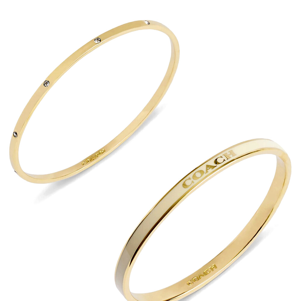 Coach Signature Duo Bangles, Set Of 2 - WHITE