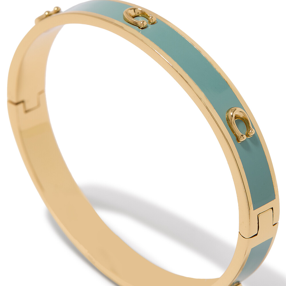 Coach Pegged C Enamel Hinged Bangle Bracelet - Blue