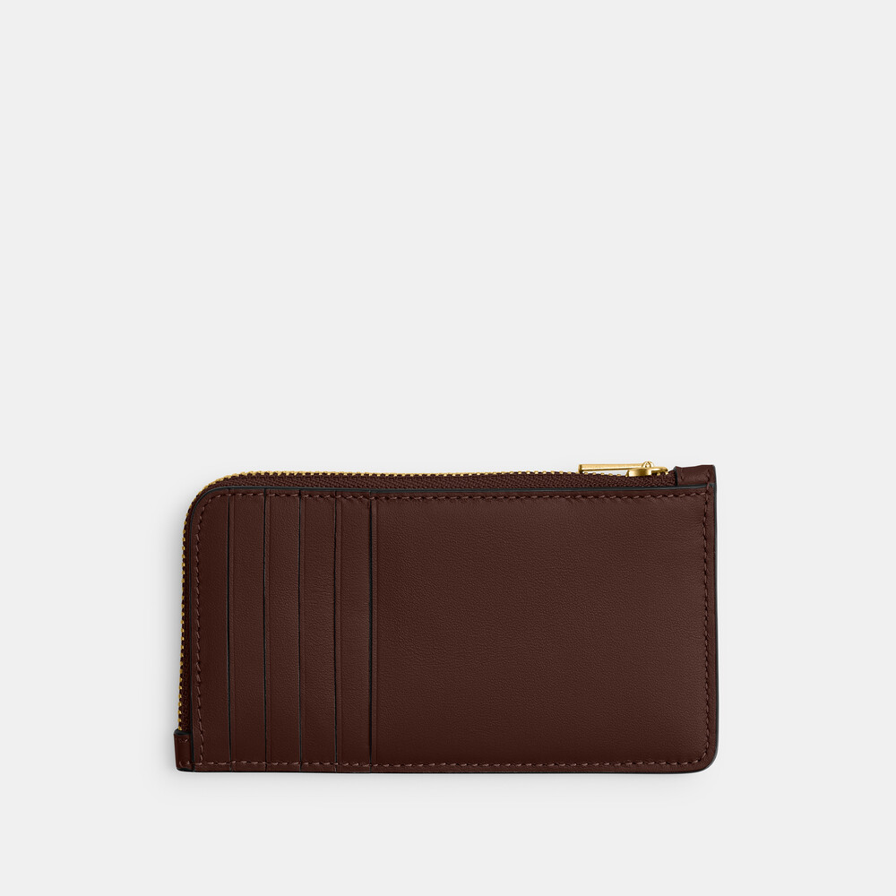 Coach New York Zip Card Case - DARK BROWN